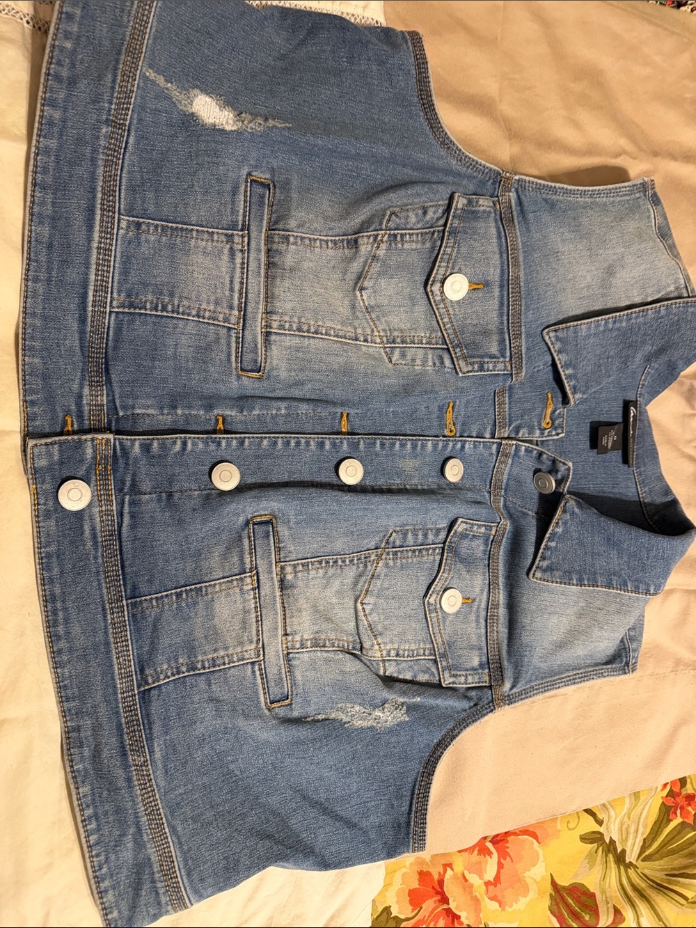Lane Bryant Light Blue Distressed Denim Vest